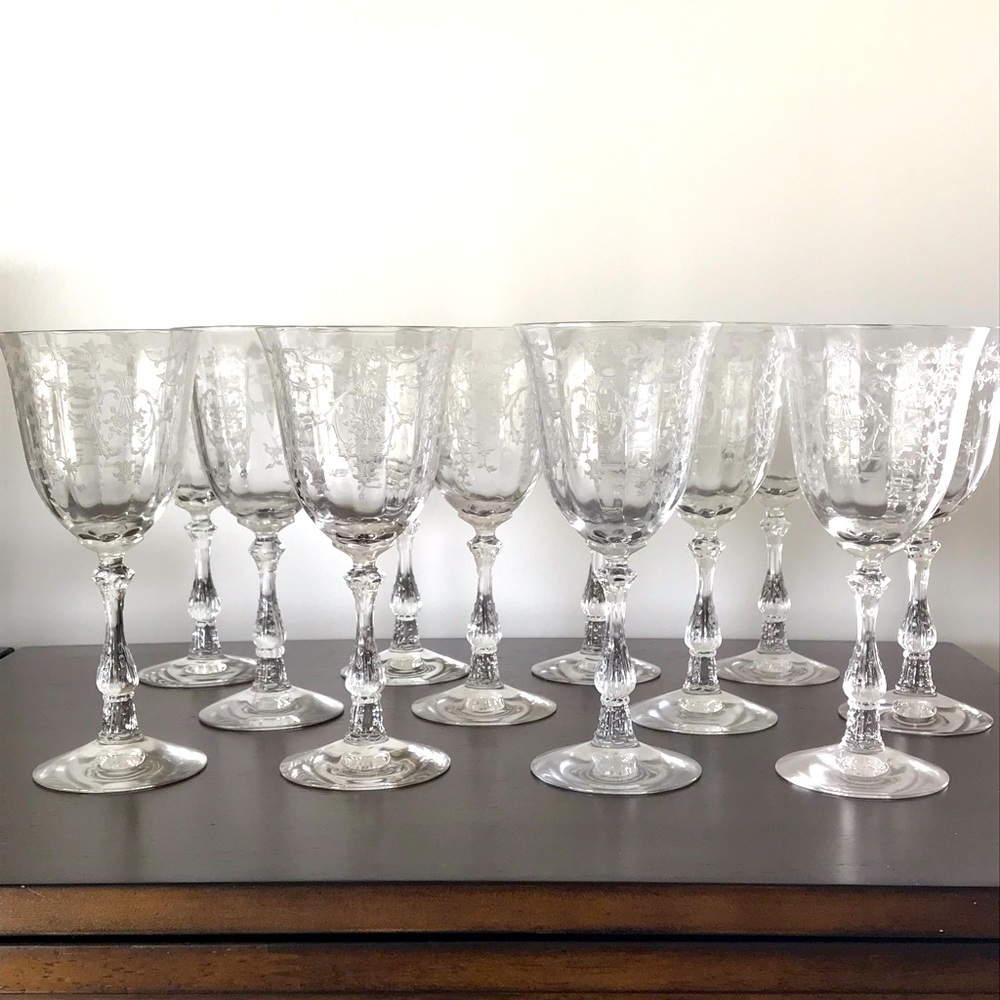 Fostoria Navarre crystal, 12 water goblets